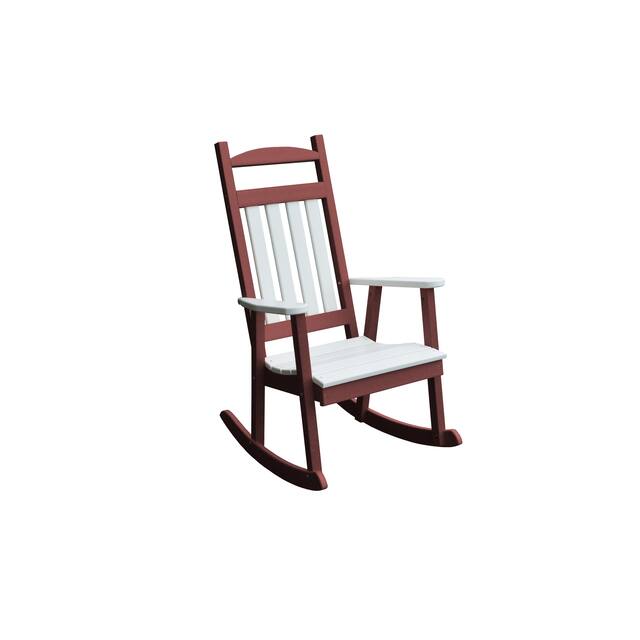 Poly Classic Porch Rocker - Cherrywood with White Accents