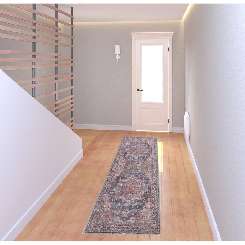 Caki Power Loomed Distressed Floral Area Rug By HomeRoots - 8' Runner