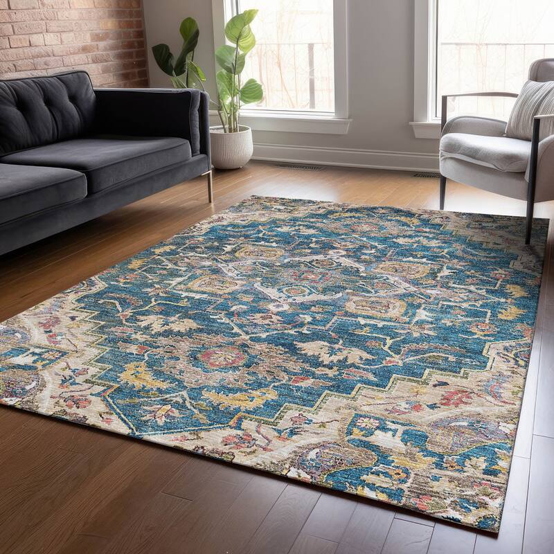 Machine Washable Indoor/ Outdoor Chantille Traditional Boho Rug