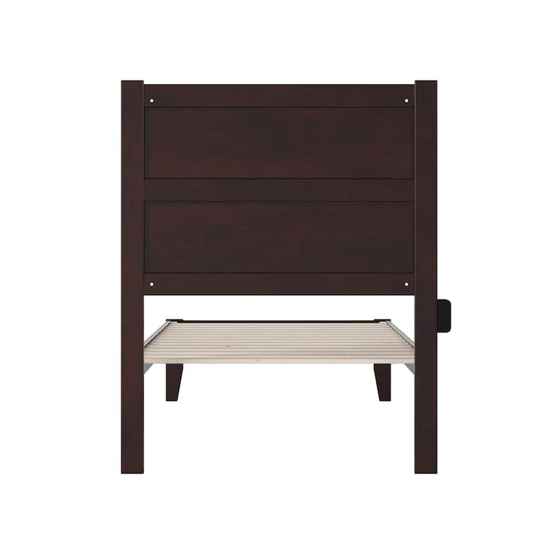 Rustic Romance Twin XL Bed - Espresso Platform Bed with Charging Station - 38.25" x 81.5"
