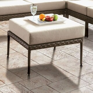 Furniture of America Albion Beige Metal Ottoman with Cushion