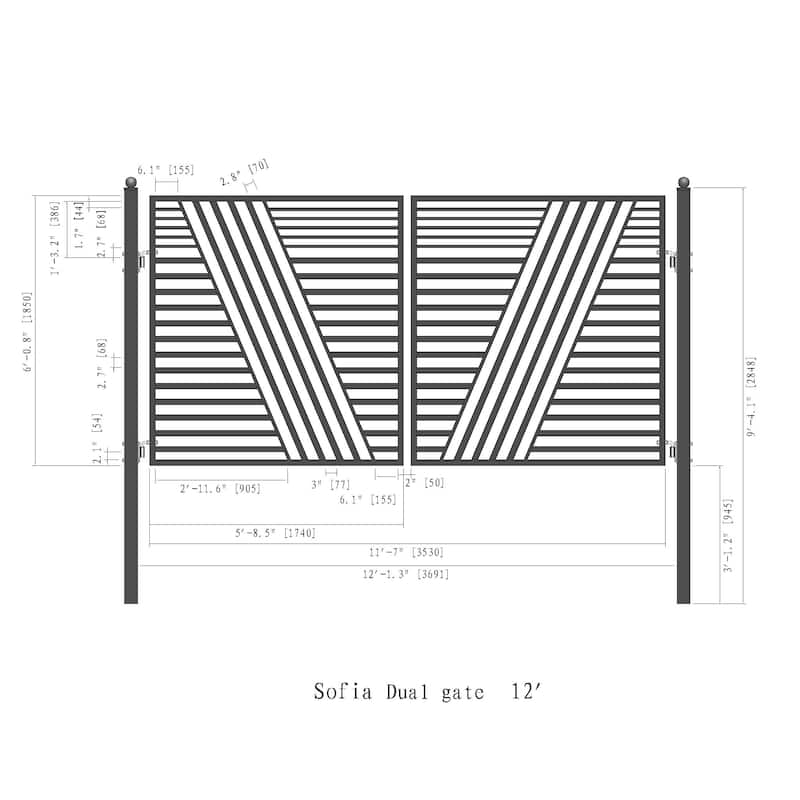 ALEKO Steel Dual Swing Garden Driveway Gate Sofia Style 12 x 6 feet with Opener