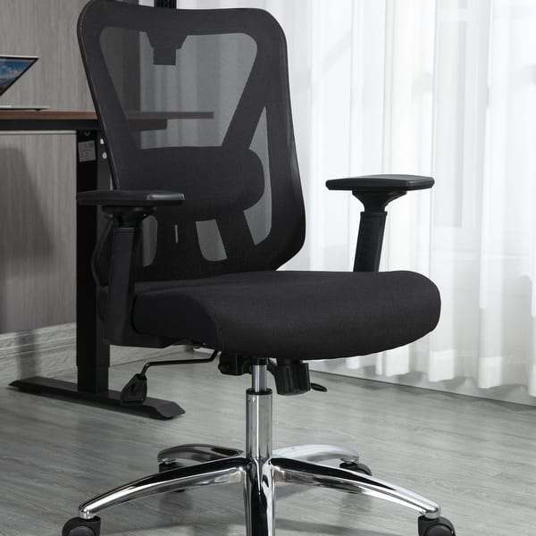 slide 2 of 6, Ergonomic Mesh Computer Chair Office Chair With 3D Headrest Lumbar Support 5 Wheels - N/A Black