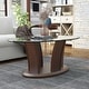 preview thumbnail 1 of 3, Pecs Contemporary Cherry 48-inch Solid Wood Oval Coffee Table with Glass Top by Furniture of America