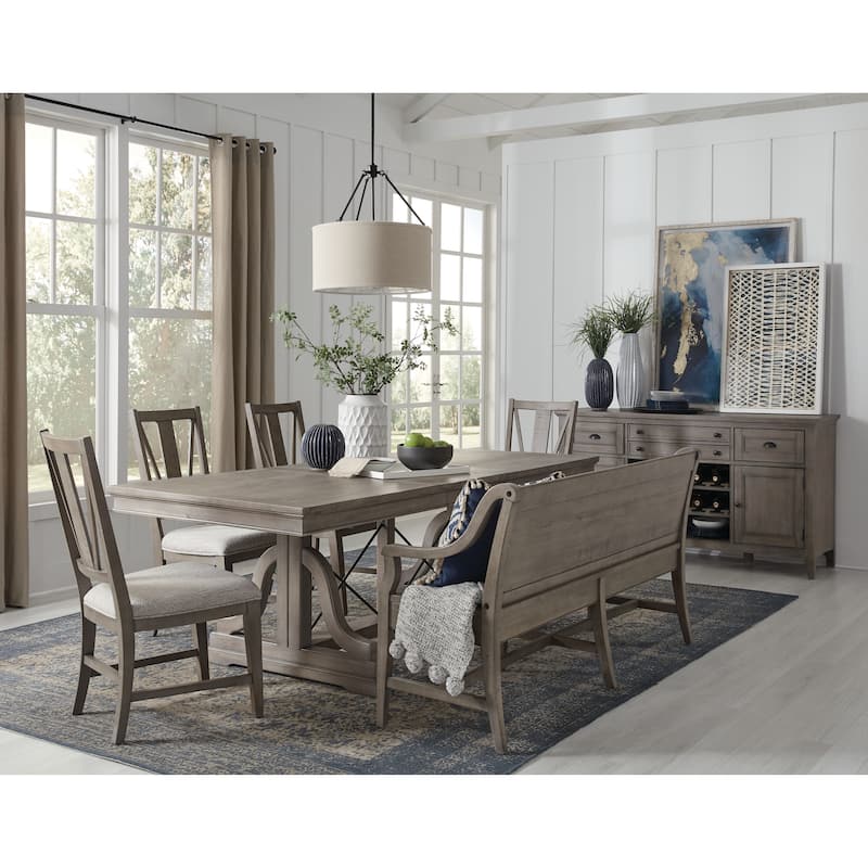 Magnussen Home Paxton Place Dovetail Grey Bench - 66''W x 21''D x 34.38''H
