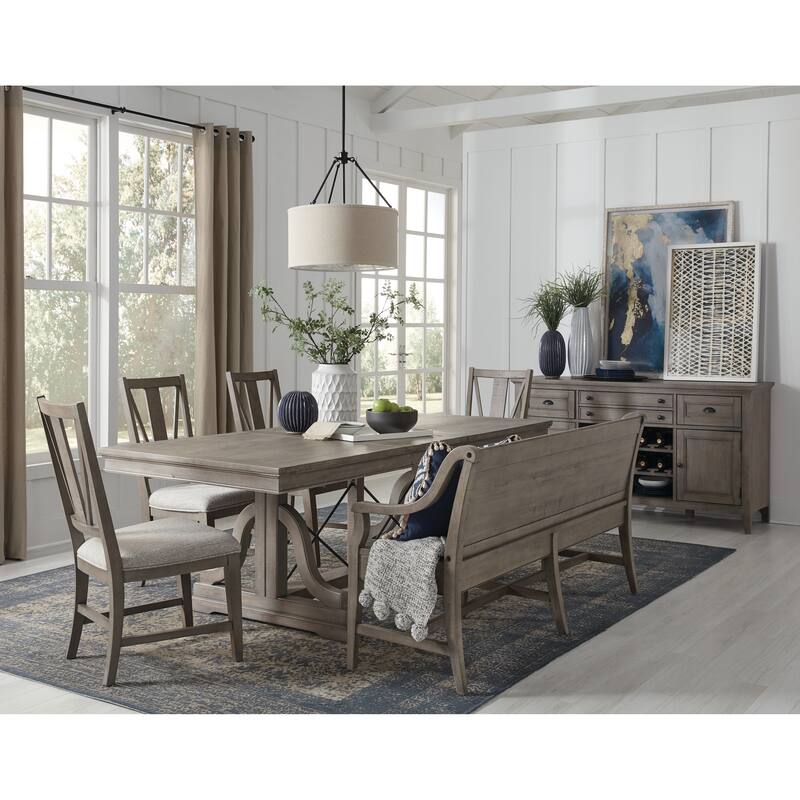 Magnussen Home Paxton Place Dovetail Grey Extendable Trestle Dining Table - 38''W x 72''D x 30''H
