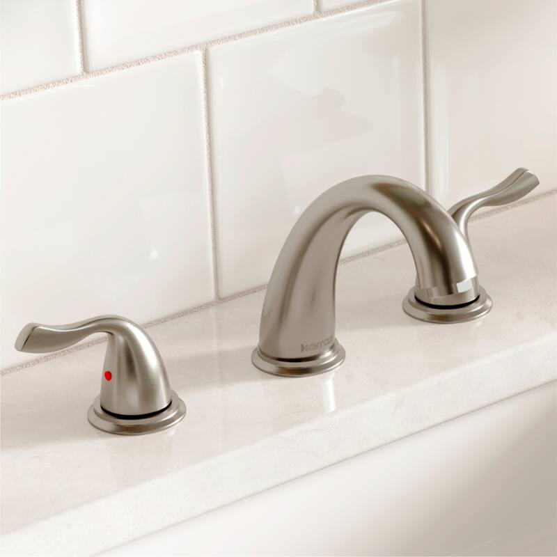 Karran Fulham Three Hole Two Handle Widespread Bathroom Faucet with Matching Pop-up Drain