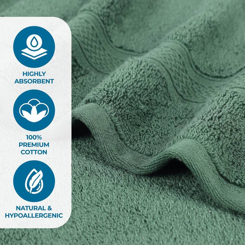 Superior Chevron Zero Twist Solid and Jacquard Cotton Bath Sheet Set of 2