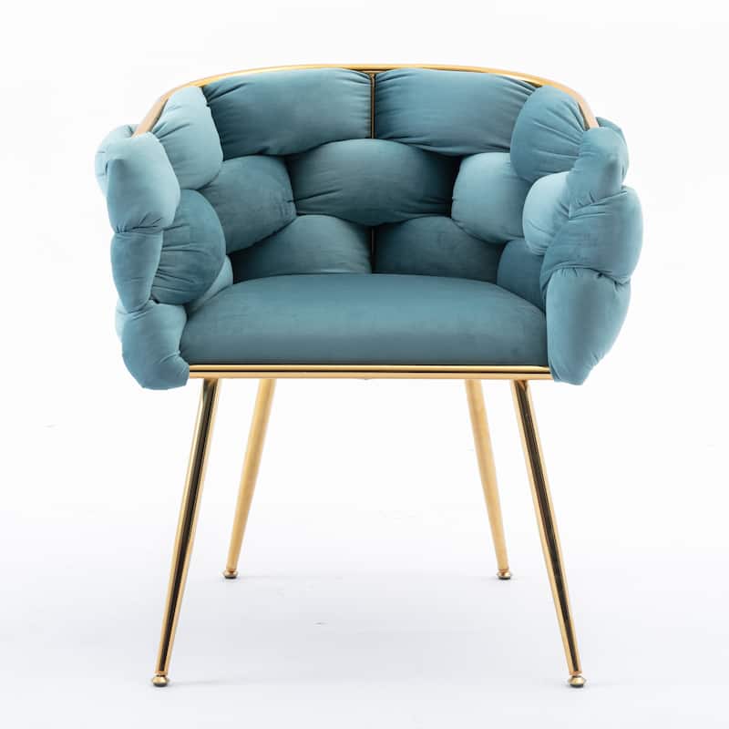 Blue Modern 28.7" Velvet Upholstered Accent Chair with Gold - Plated Metal Legs