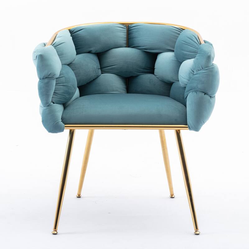 Simple Leisure Velvet Accent Chair Dresser Stool Set of 2, with Gold Metal Foot