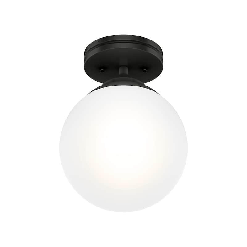 Hunter Hepburn 1-Light Flush Mount Ceiling Light - Bedroom, Bath, Entry, Hallway - Damp-Rated - Vintage, Globe Light