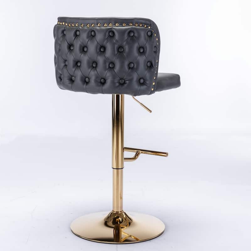 PU Upholstered Swivel Barstools Adjusatble Seat Height, Set of 2