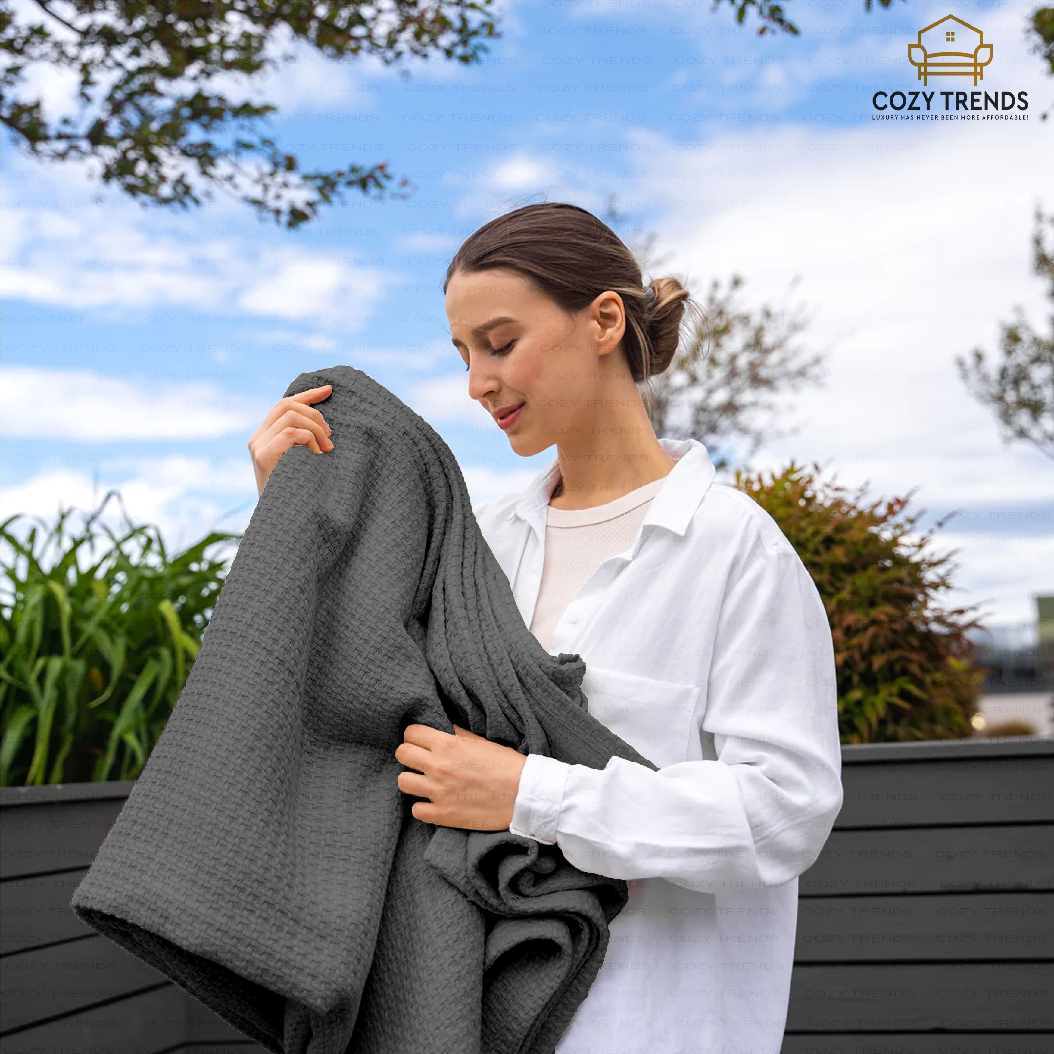 100% Cotton Woven Basket Weave Thermal Bed Blanket Breathable Super Soft  Layering All Season Light Weight for Home Decoration - Bed Bath u0026 Beyond -  37105841