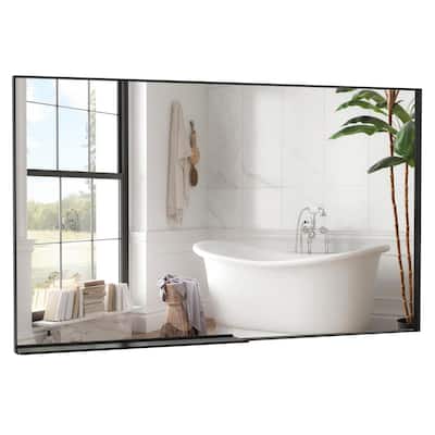60"x40" Oversized Rectangle Bathroom Mirror with Black Frame Decorative Wall Mirrors Wall Mounted mirror with Aluminum Frame