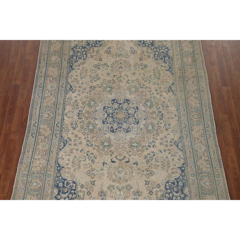 Antique Traditional Distressed Tabriz Persian Rug Handmade Wool Carpet - 6'3" x 9'9"