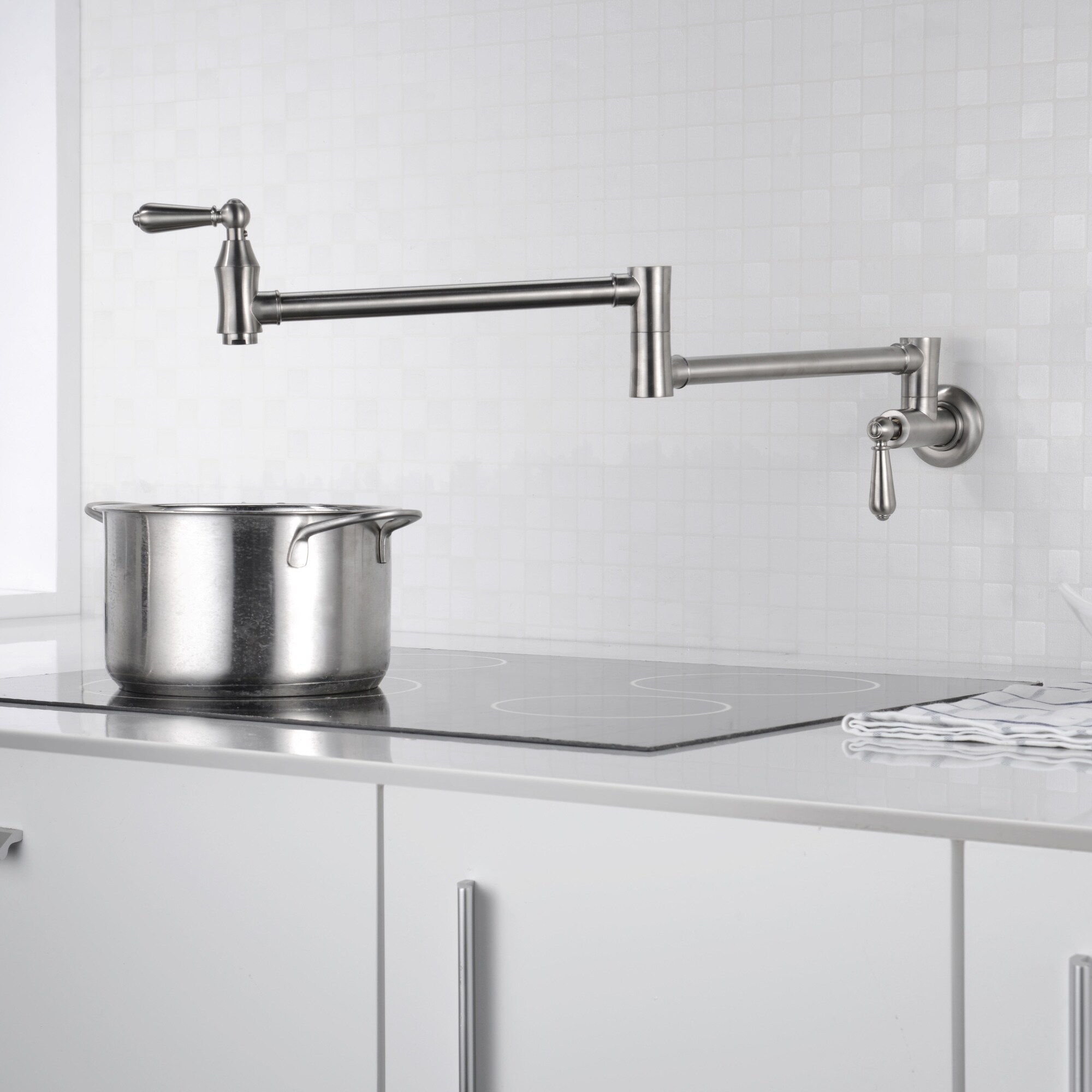 SUMERAIN Pot Filler Faucet Wall Mount,Brushed Nickel Finish and Dual Swing POT FILLER FAUCET - Sumerain Faucet Direct Sales