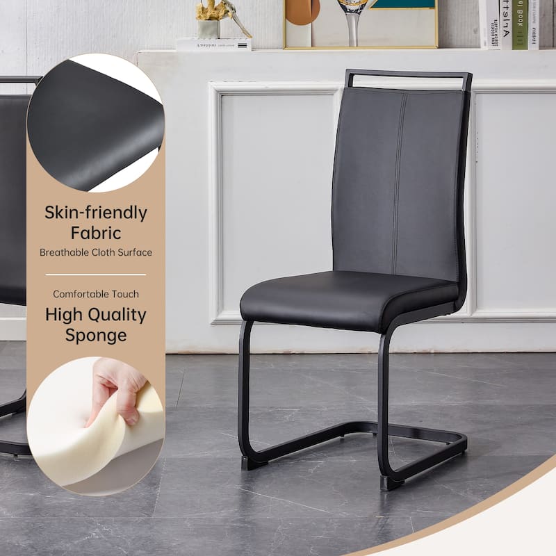 5/7-Piece Dining Table Set with PU Chairs, Modern Rectangular Dining Room Table Set for 4-6 People