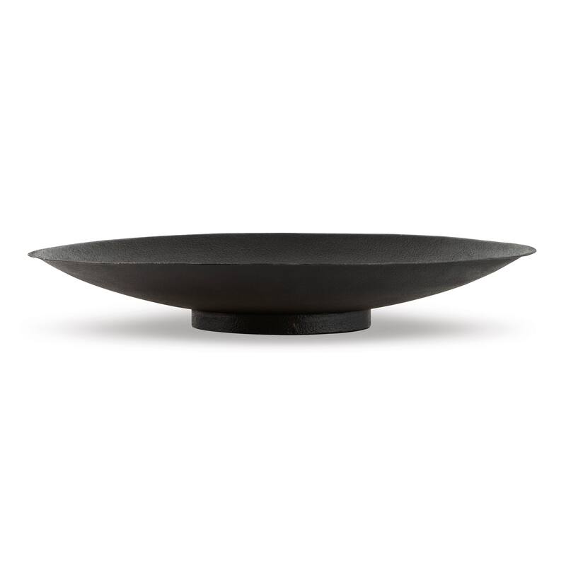 20 Inch Modern Display Bowl, Antiqued Metal Design, Warm Dark Brown Finish
