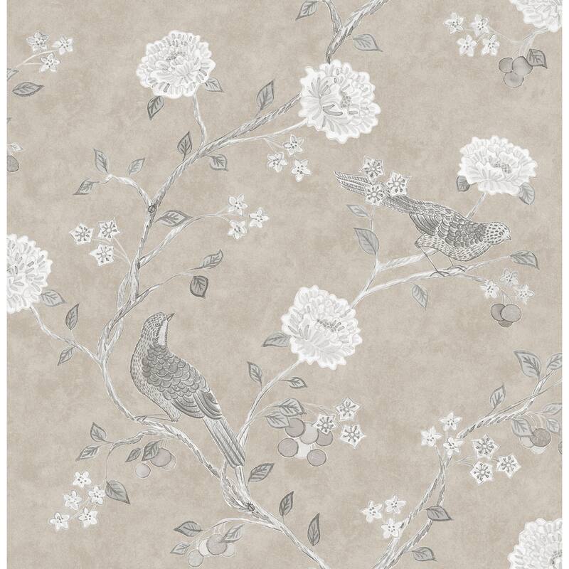 Erin Gates Wellesley Taupe Chinoiserie Wallpaper