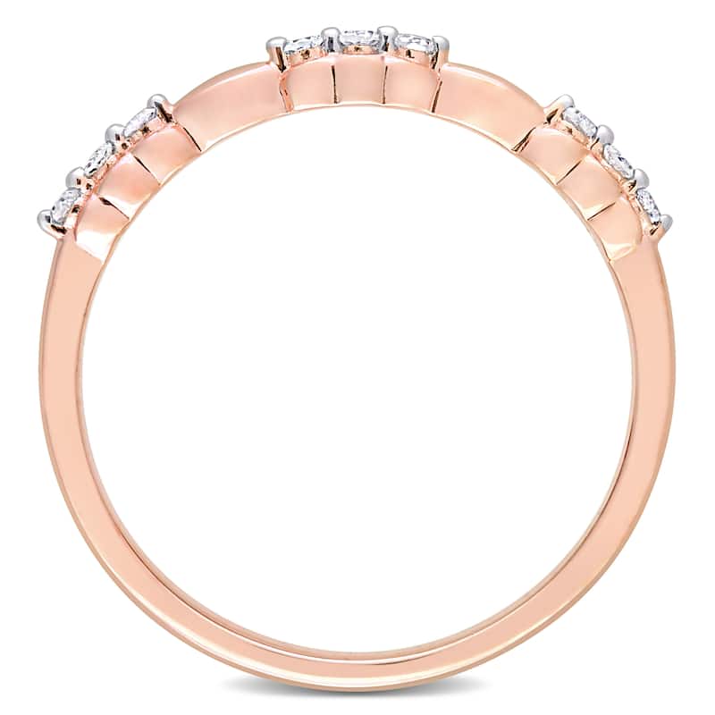 Miadora 1/10ct TDW Diamond Stacking Semi-Eternity Ring in Rose Plated Sterling Silver