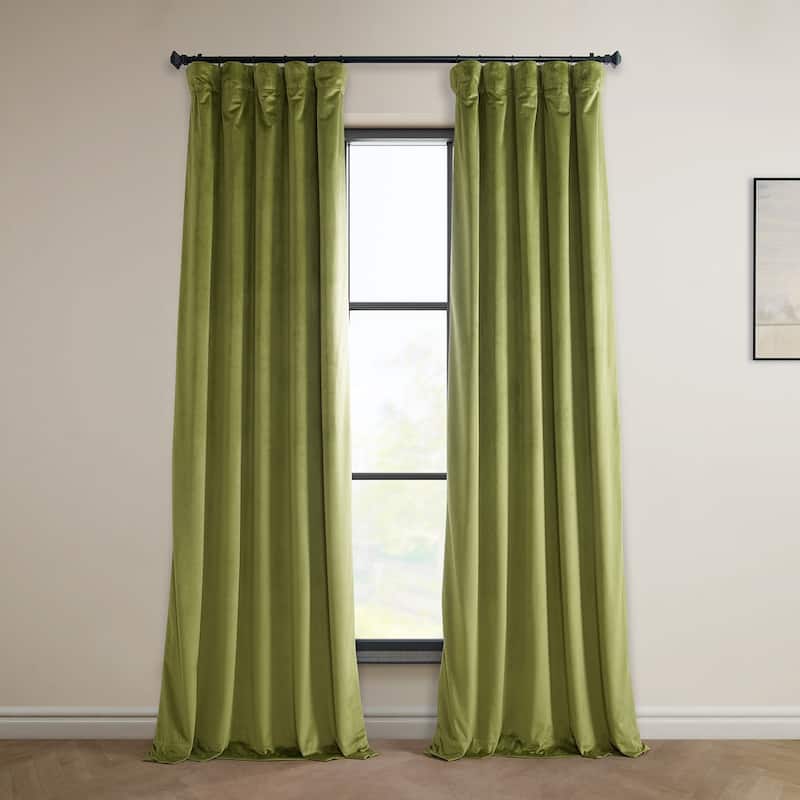 Exclusive Fabrics Heritage Plush Velvet Room Darkening Curtains (1 Panel) Luxury Velvet Curtains for Bedroom & Living Room. - 50 X 84 - Retro Green
