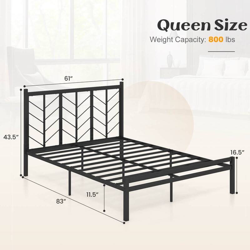 Costway Twin/Full/Queen Size Platform Bed with Headboard 11.5" Under