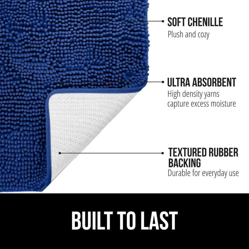 Thick Soft Absorbent Chenille, Rubber Backing