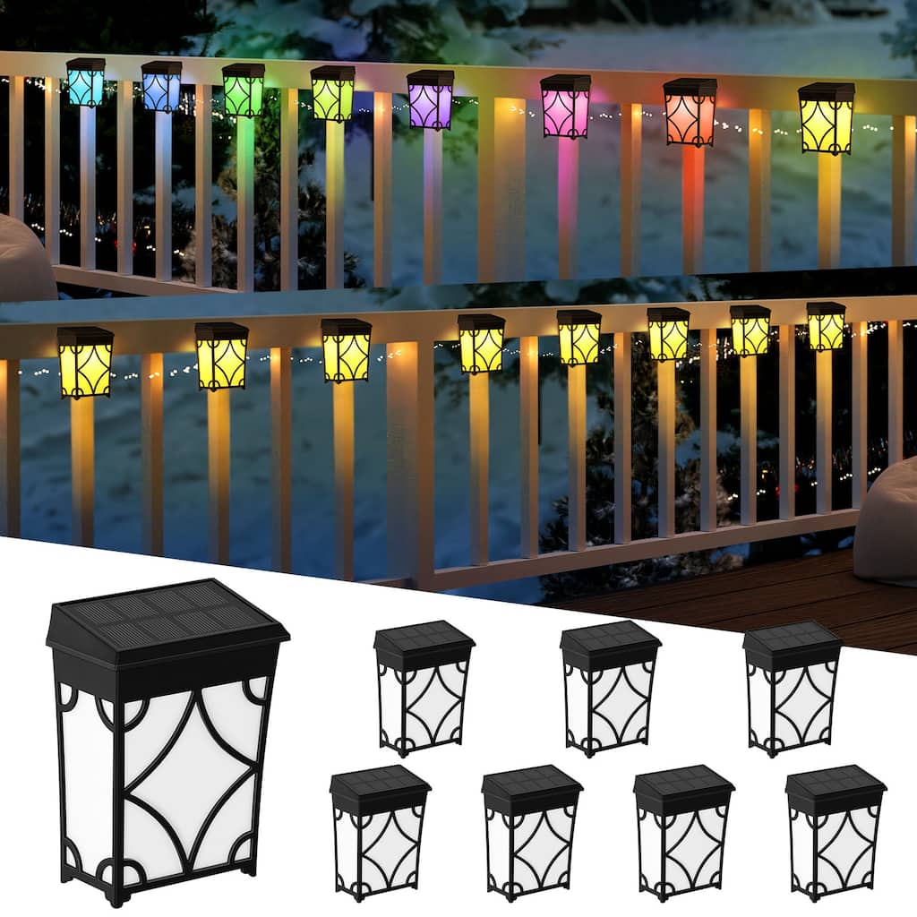 2 Modes LED Solar Fence Lights Waterproof,8 Pack