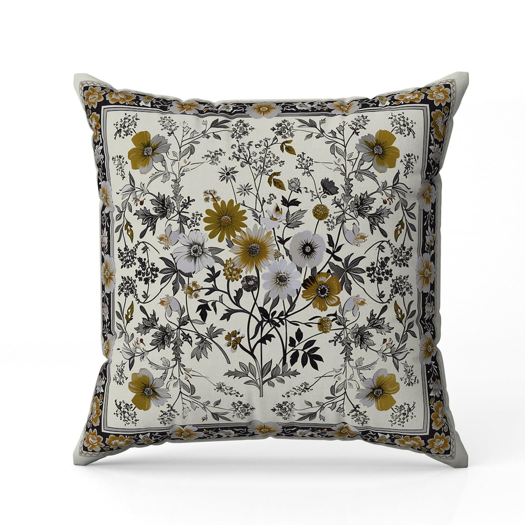 Garden Glory Faux Suede Reversible Throw Pillow Copper and Black