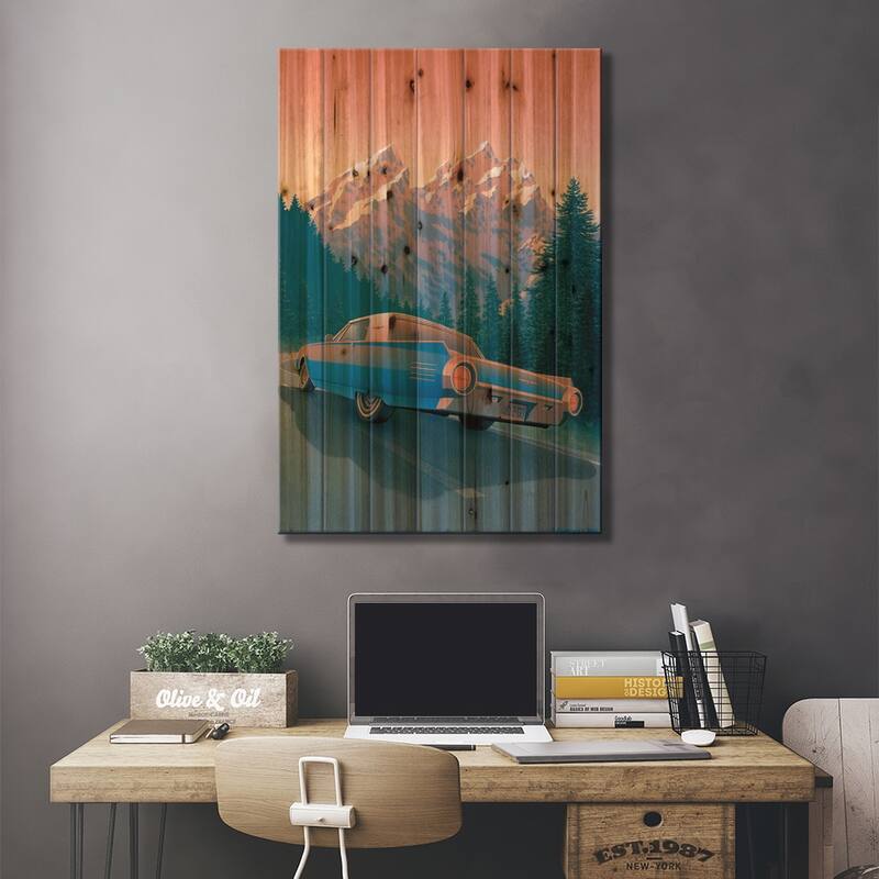 Grand Teton Print On Wood by Richard Courtney - Multi-Color