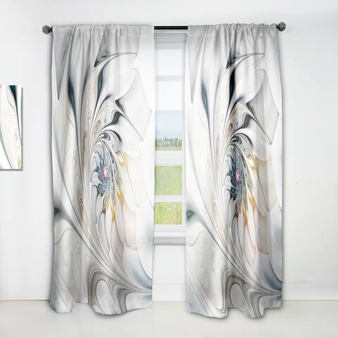 Designart 'White Stained Glass Floral' Modern Curtain Single Panel