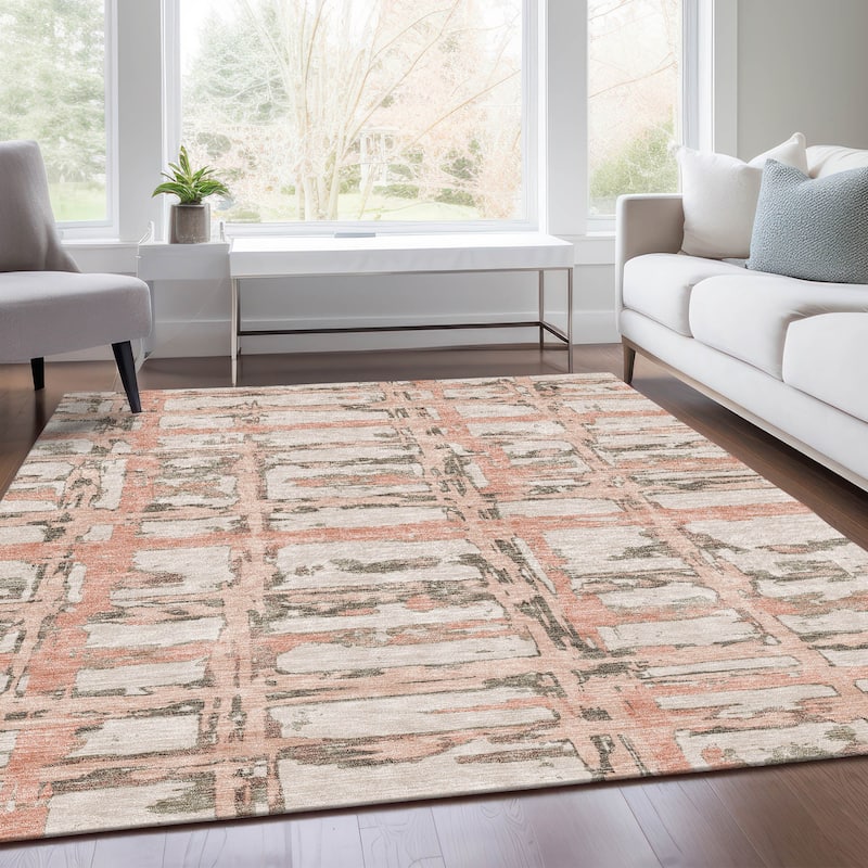 Machine Washable Indoor/ Outdoor Chantille Abstract Contemporary Rug