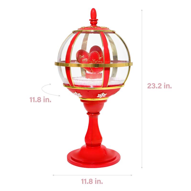 Fraser Hill Farm 23-In. Musical Snowy Tabletop Valentine's Day Lantern