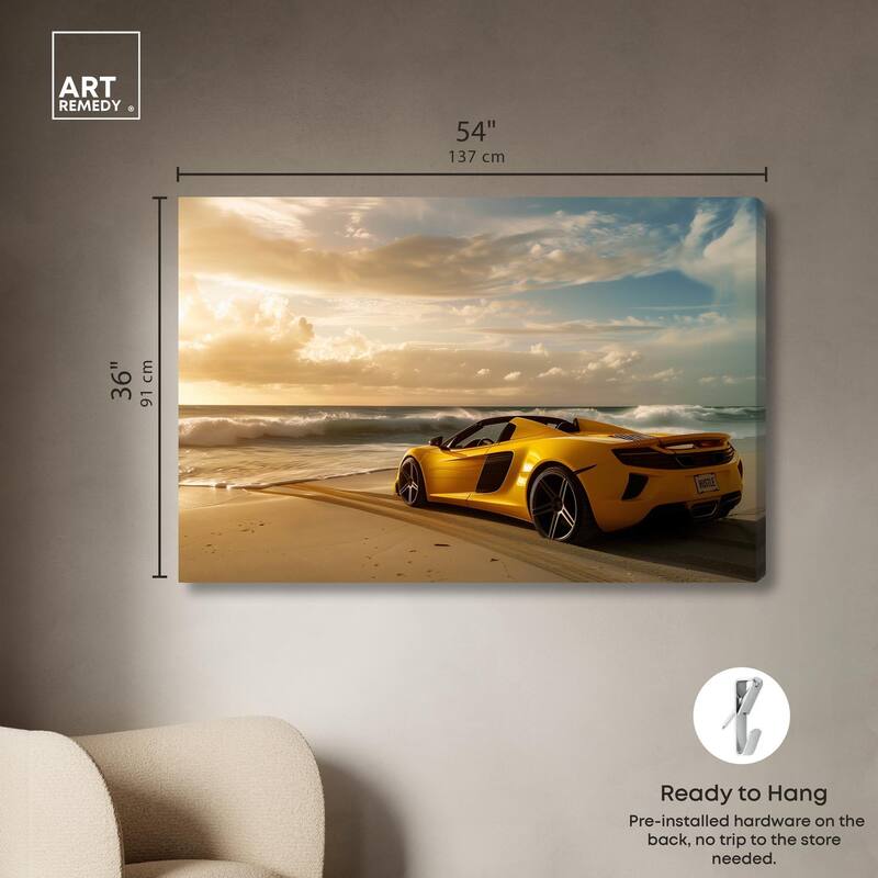 Beach Sports Car Canvas by Art Remedy, Gallery Wrapped