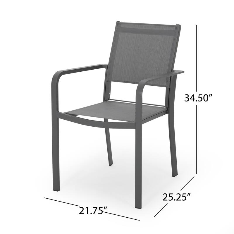 Outdoor Modern Dining Chairs Set of 2, Aluminum Frame Chairs with Breathable Mesh Seat for Patio, Backyard, Garden, Balcony