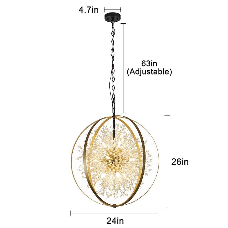 12-Light Modern Firework Chandelier Dandelion Light Sputnik Pendant Light