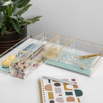 Martha Stewart Set of 8 Plastic Stacking Home Office Desk Drawer Organizers