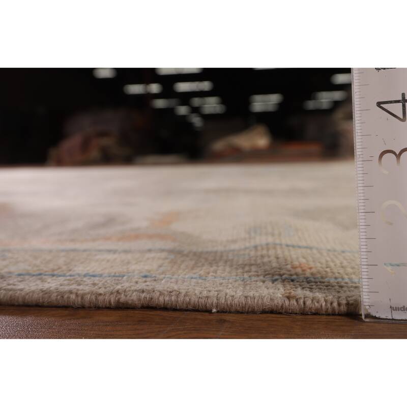 Vegetable Dye Oushak Oriental Area Rug Handmade Beige Wool Carpet - 8'11" x 12'1"