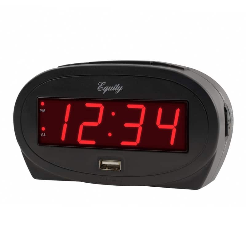 Equity by La Crosse 0.9 In. Red LED alarm clock with USB port