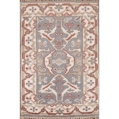 Transitional Oushak Style Area Rug Handmade Wool Carpet - 2'0"x 3'0"