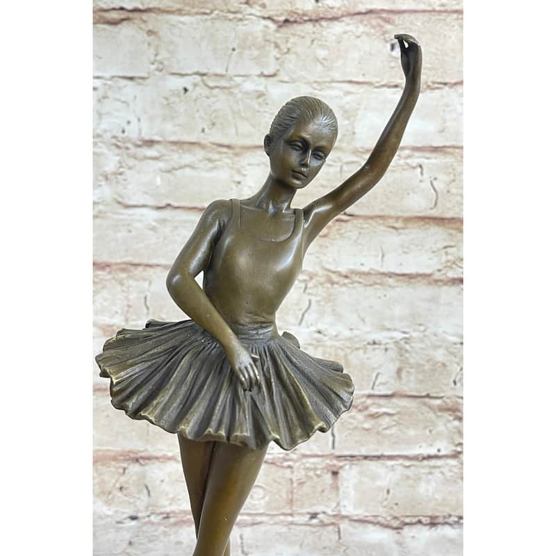 Prima Ballerina Dancer Girl Figure Bronze Statue Sculpture Marble Base Original 12 Inches X 5 Inches