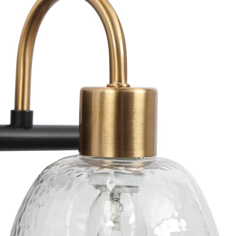Waylin Modern Black Gold 2-Light Vanity Lights Glass Wall Sconces for Powder Room
