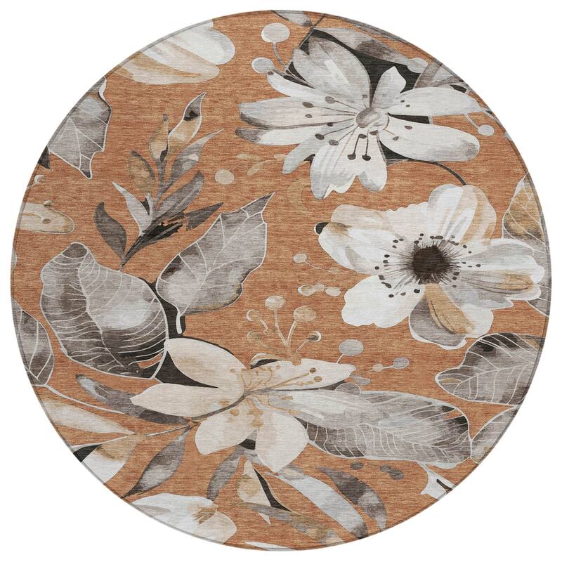 Machine Washable Indoor/ Outdoor Floral Chantille Rug
