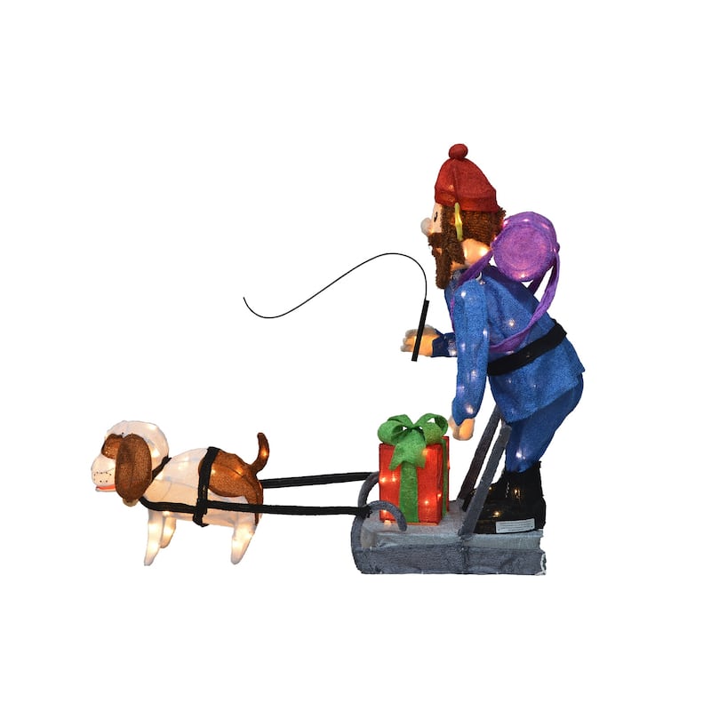 34" Rudolph 3D Pre-lit LED Yard Art Standing Yukon and Dog