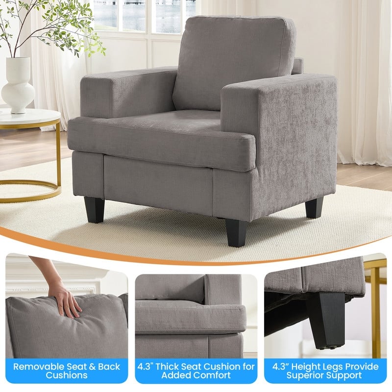 Mixoy W35" Chenille Fabric Armchair Sofa,Cloud Sleeper Comfy Upholstered Sectional Sofa Chair