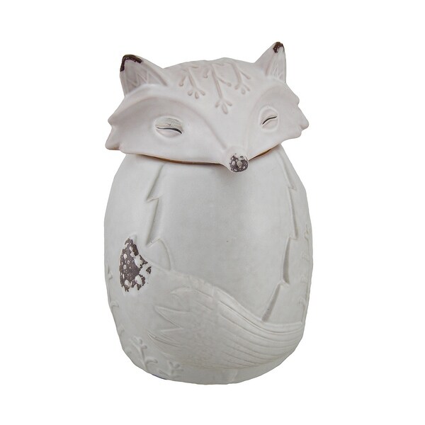White Ceramic Snow Fox Cookie Treat Jar