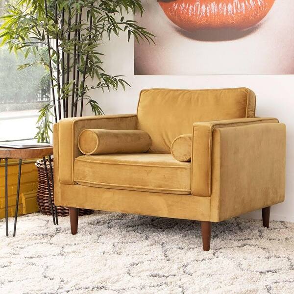 Mid Century Modern Felton Gold Velvet Lounge Chair 33 X 41 5 X 33 5 Overstock 31843367