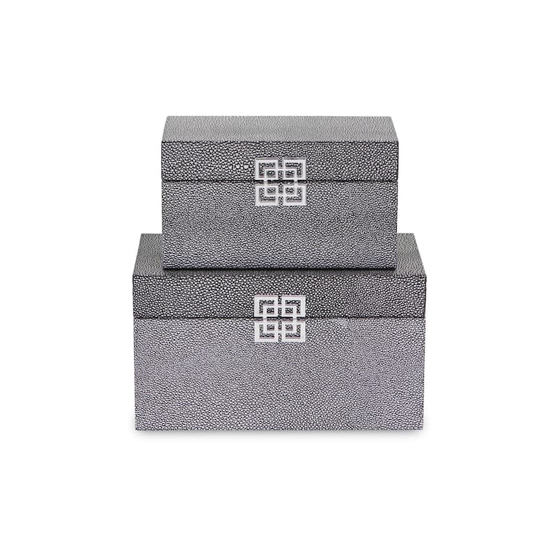 Galena White Shagreen Double Happiness Storage box Set of 2