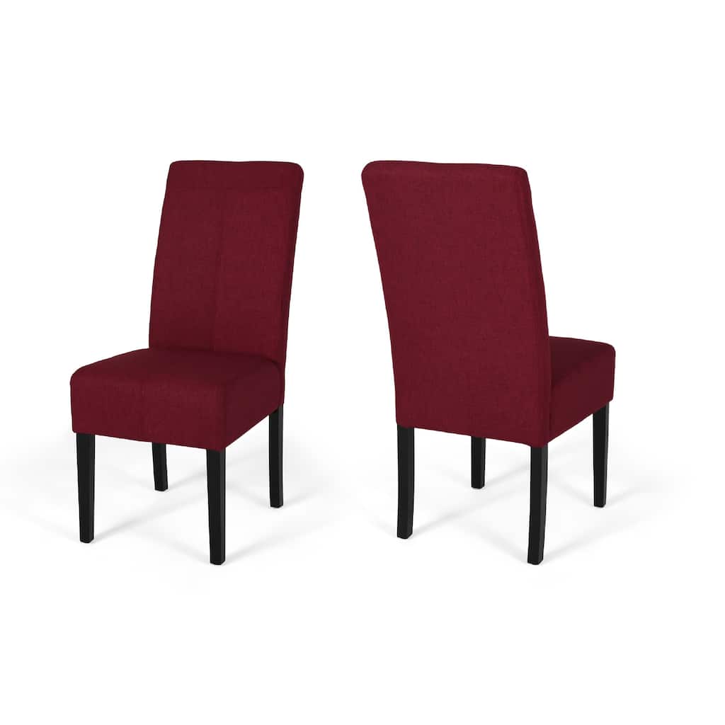 Tanya Armless Dining Chair Set of 2, Modern Style Blush Red Fabric