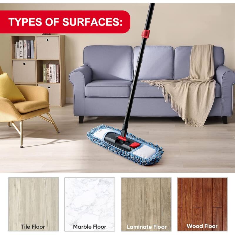 Dust Mop for Floor Cleaning Microfiber Professional Dry & Wet Flat Mops